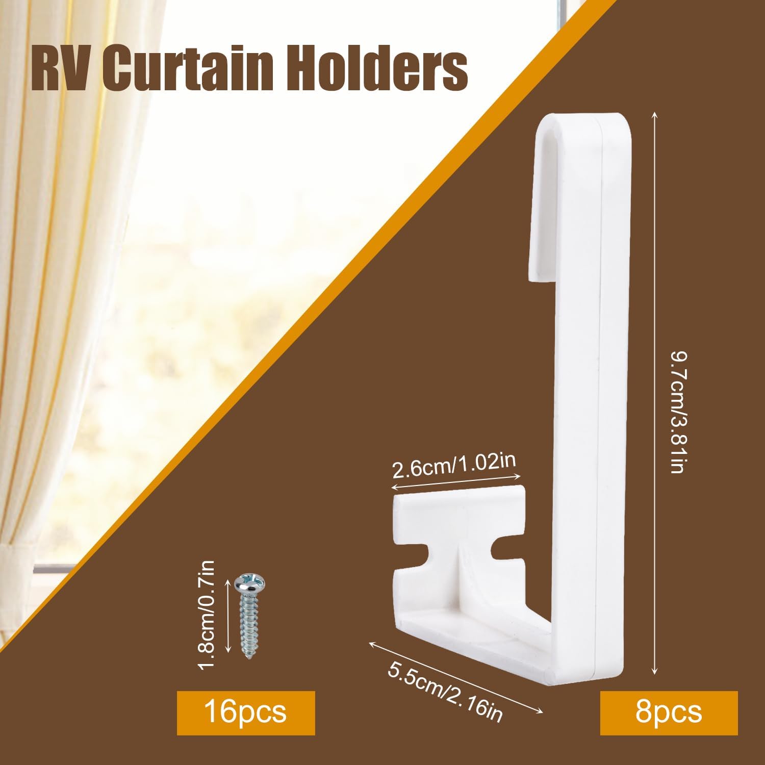 8 Pack RV Curtain Clips, Plastic Camper Curtain Track Clips with Screws for Inside RV Windows