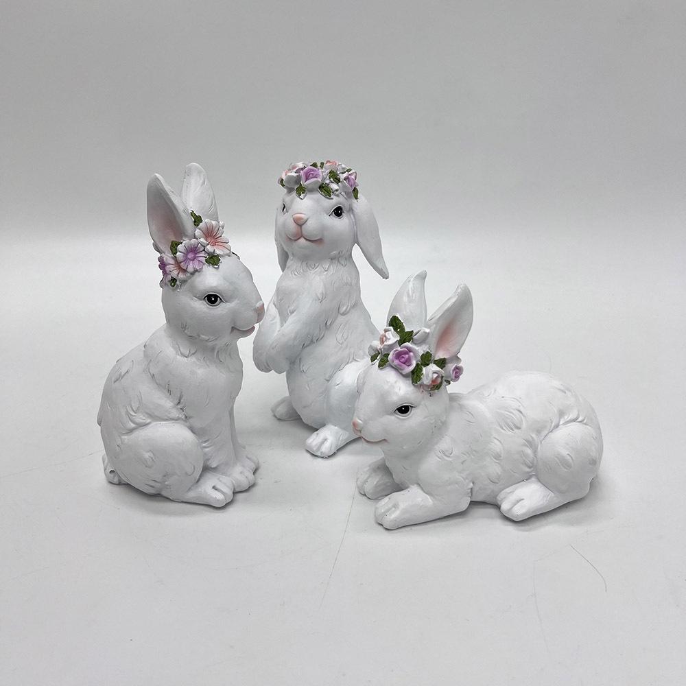 Resin Easter Bunny Figurines, Simple Leisure Cartoon Rabbit Statue, Festive Tabletop Decor for Home Living Room Garden Ornament.