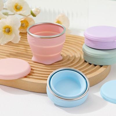 New 200ml Foldable Silicone Cup With Lid Silicone Portable Drinking Cup Drinking Mug Camping Portable Drinking Cup