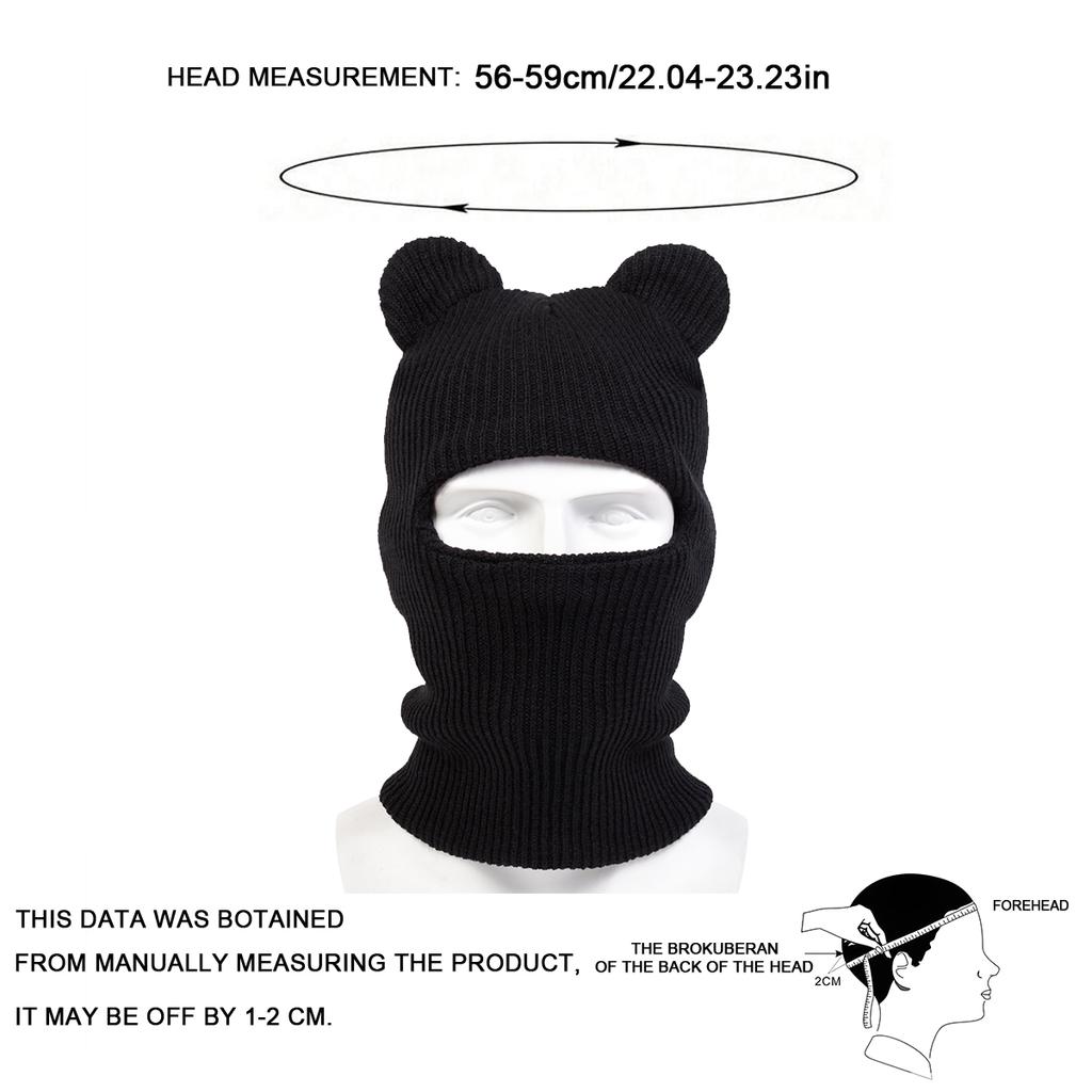 Bonnet Cagoule Décoration d'Oreilles Mignonnes Femmes Chapeaux Coupe-Vent et Anti-Froid Chapeaux Extérieurs Chauds à Capuche Bonnets Tricotés