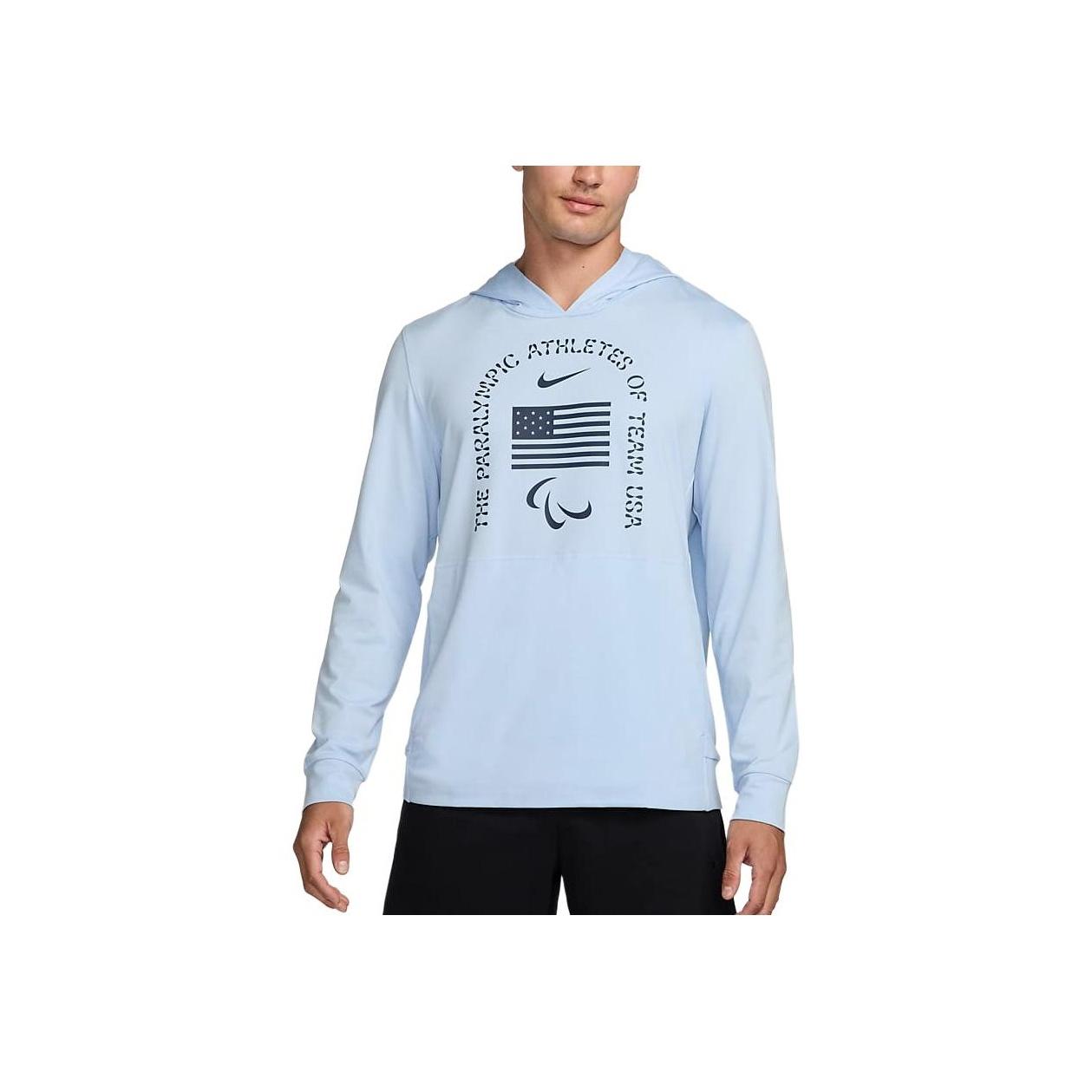 

Nike Dri-FIT Letter Logo Print Lightweight Comfortable Sports Hoodie Men hoodies Sky-Blue FZ3169-477 M