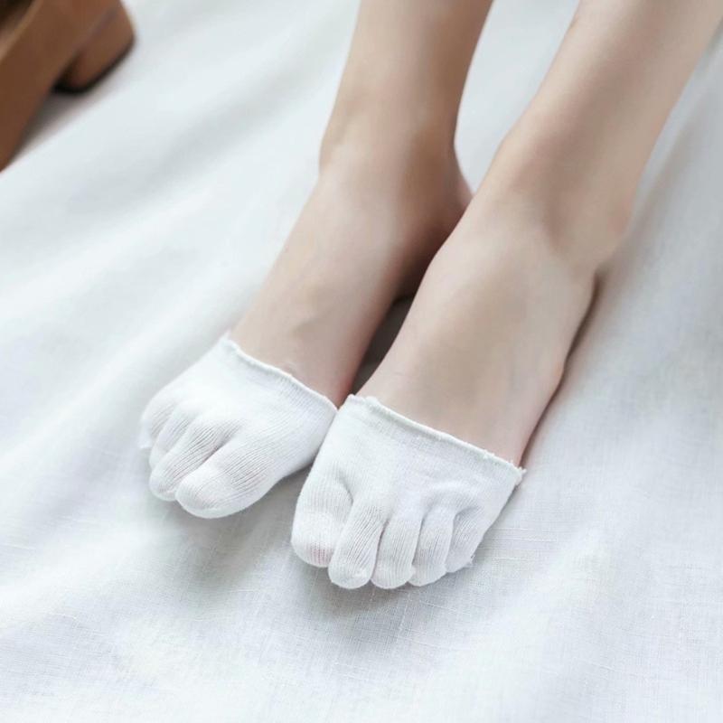 5 Pairs No Show Half Socks Moisture Wicking Nonslip Toe Separator Invisible Forefoot Socks for Women's Dress Shoe Heel
