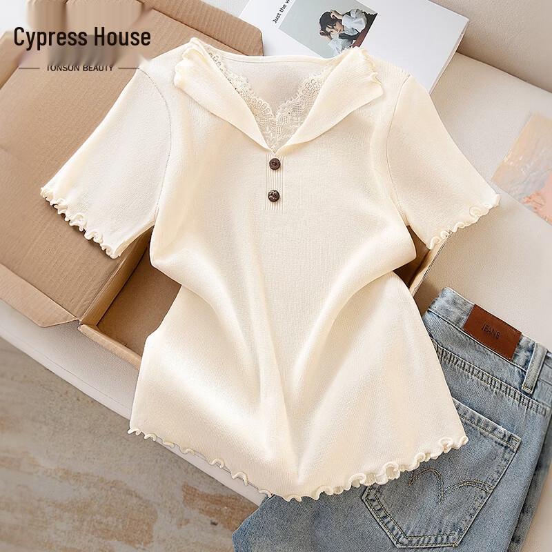 

Women s Spliced Slim Fit Short Sleeve Knitted Top One Size