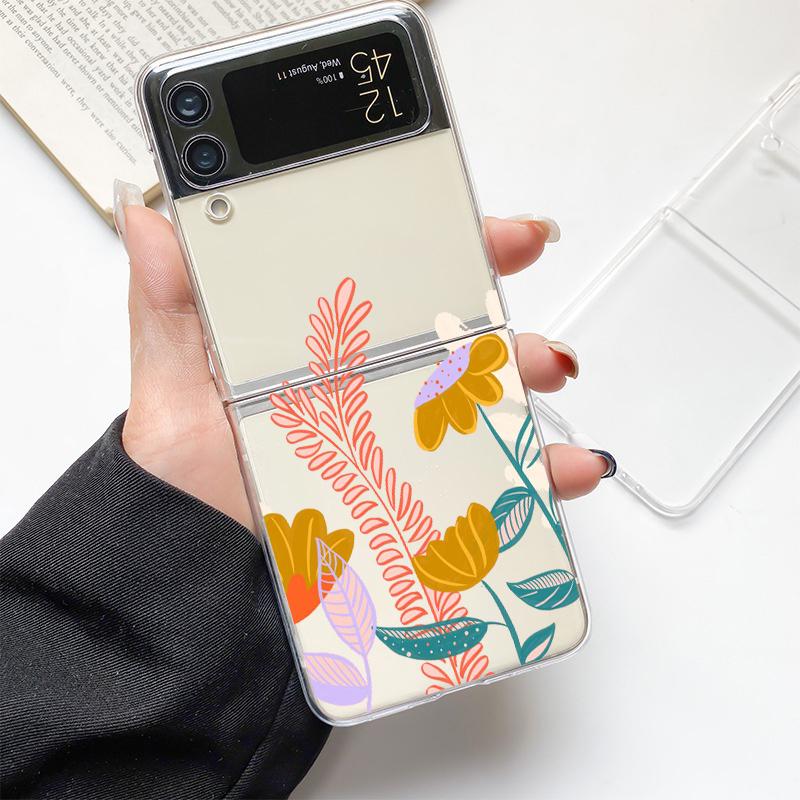Cute Cartoon Candy Painted Fashion Phone Case For Samsung Galaxy Z Flip 3 4 5 6 7 Hard Folding Z Flip4 Clear PC Cover Gift
