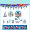 Ensemble de Vaisselle Jetable Décorations de Fête d'Anniversaire pour Enfants Dessin Animé