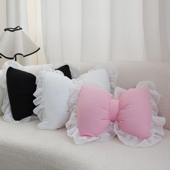 Yousheng Bow-shaped Pillow Ruffle Lace Plush Throw Pillow High Elasticity Decorative Pillow for Bed Couch Car Seat Companion Pillows