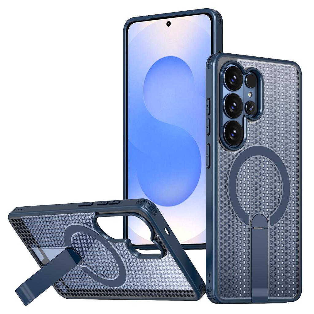 Samsung S26ultra Magnetic Mobile Phone Case Plus Anti-drop Fanxing Honeycomb Breathable Heat Dissipation S25u Vertical Bracket