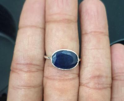 Dyed Blue Sapphire Gemstone Ring, Handmade Jewelry, Stacking Ring, Women Ring, Anniversary Gift, 925 Sterling Silver