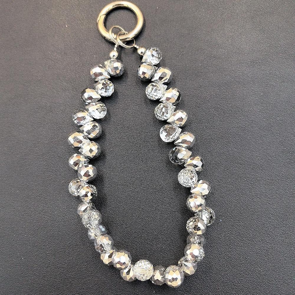 Chaveiro de contas de cristal transparente, bolsa destacável, pingente, cordão criativo para telefone para mulheres e meninas