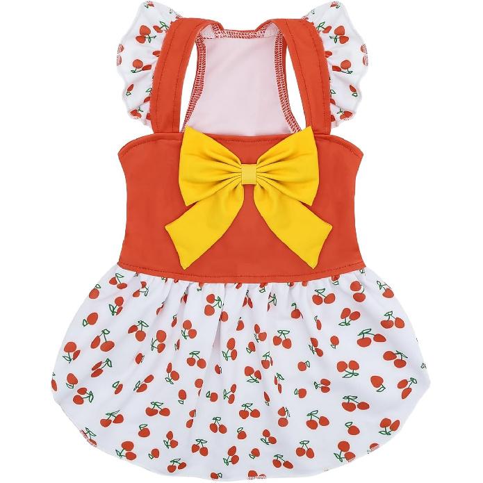CuteBone Dog Dress for Small Dogs Girl, Unicorn Summer Dresses with Bow & Ruffle Sleeve, UPF50+ Sun Protection, Cute Pet Clothes for Puppy for
