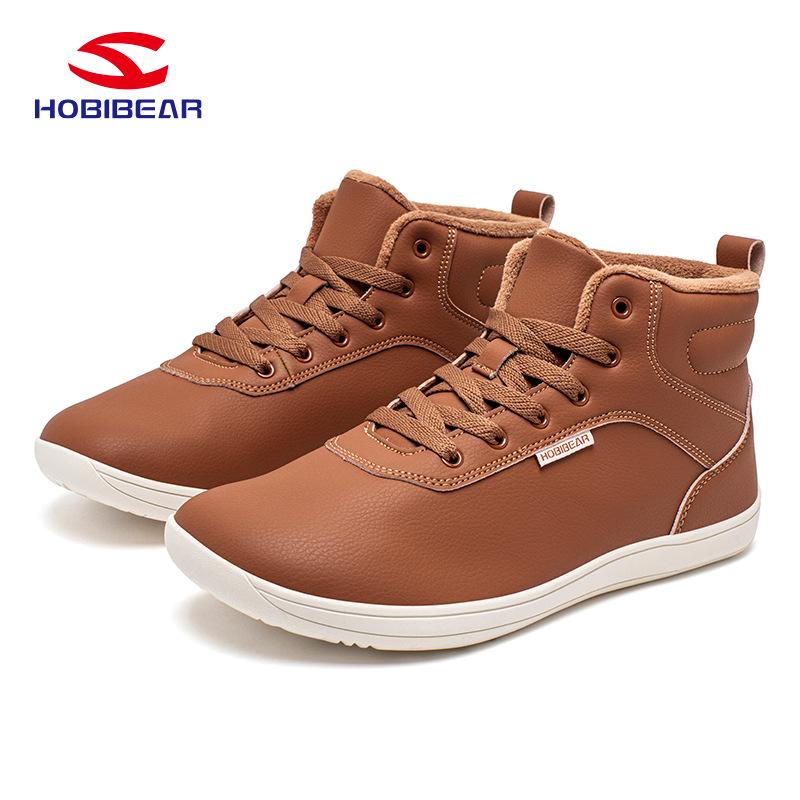 

HOBIBEAR Женские бархатные теплые ботильоны - Широкий носок, Мягкая подошва, Зимние кроссовки в стиле босиком. 39 коричневый