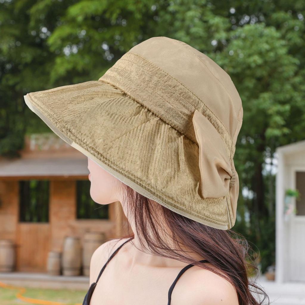 2026 new big brim bow sun hat children summer thin bucket hat elegant foreign style sun hat tide