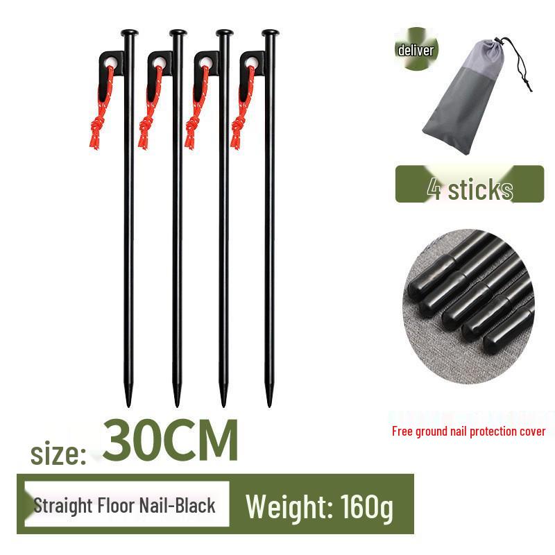 Steel Tent & Tarp Pegs: Thickened, Windproof, Long Camping Peg Set for Outdoor Use