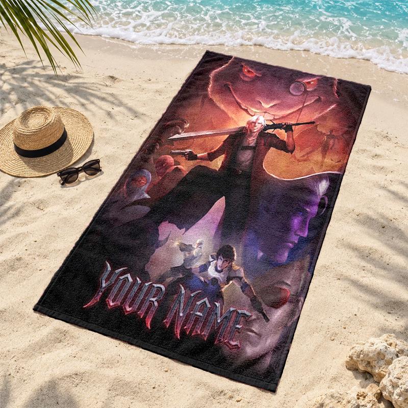 Devil May Cry Custom Name Beach towels also serve as bath towels summer essential a musthave for the outdoors the beach and the pool