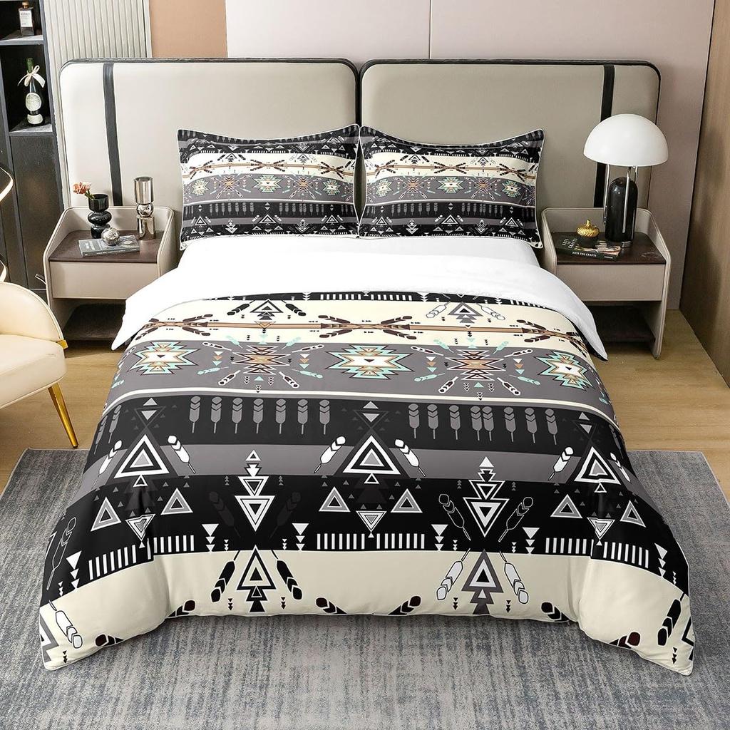 Boho Aztec Beding Set Ful Quen King-Sized Dimensionsd Dimensions for Tens Adult Peoples Men Women Comfortable Quilt Cover featuring 2 Pilow Cases