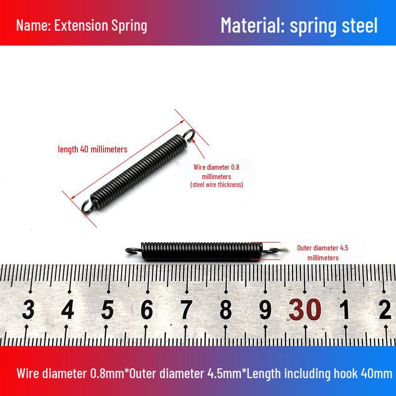 0.8mm Yellow Extension Spring with Hooks - Stapler Rebound Force 