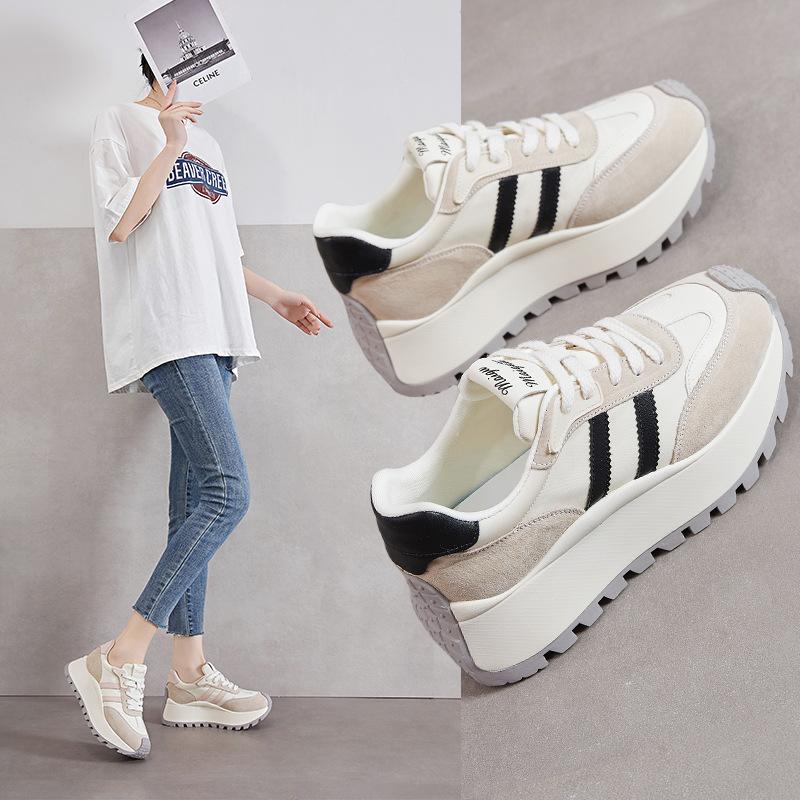 Leather Platform Forrest Gump Shoes Women's 2025 New Four-season Casual Versatile Non-slip Sports Shoes Classic Flat-bottomed German Training Shoes