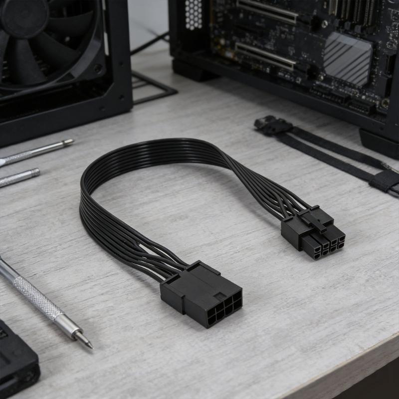 8pin (6 + 2) Stromkabel mit verlängerter Länge, verzinnte Kupferleiter für eine zuverlässige Grafikkartenverbindung in PC-Builds