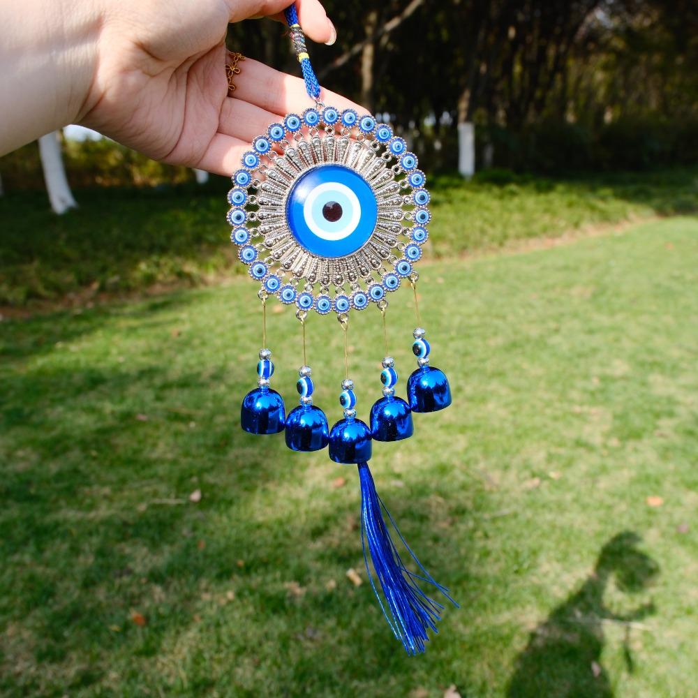Wind Chimes Blue Eyes Bell Metal Pendant Ethnic Style Wall Hanging Car Hanging