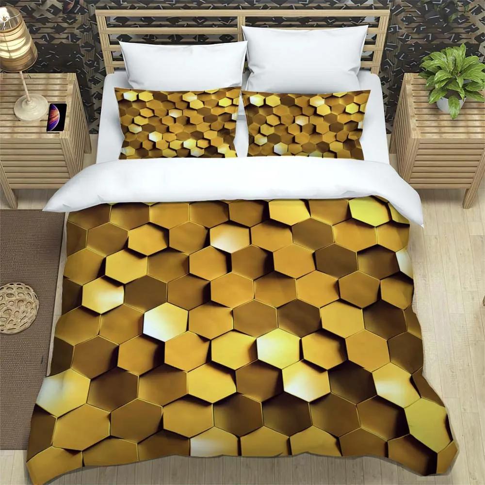 3D moderní abstraktní geometrické minimalistické tištěné povlečení s manželskou postelí velikosti Queen Povlečení na míru Sada povlečení velikosti King Měkké a pohodlné