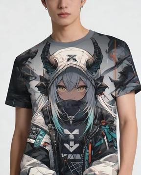 Men s anime cute maid character 3D printed T-shirt S