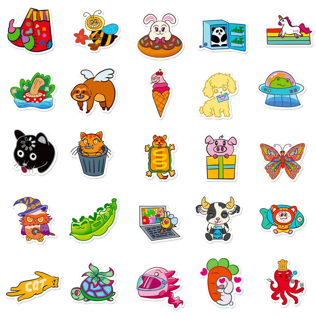 50 Tier Kleine Frische Urlaubs-Cartoon-Aufkleber Ins Kleine Frische Modische Kreative Kinderaufkleber