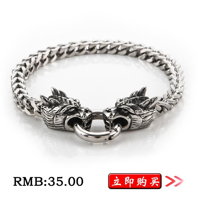 Mens Titanium Steel Dragon Head Bracelet Vintage Punk Style Biker Accessory Stainless Wristband Motorcycle Riders