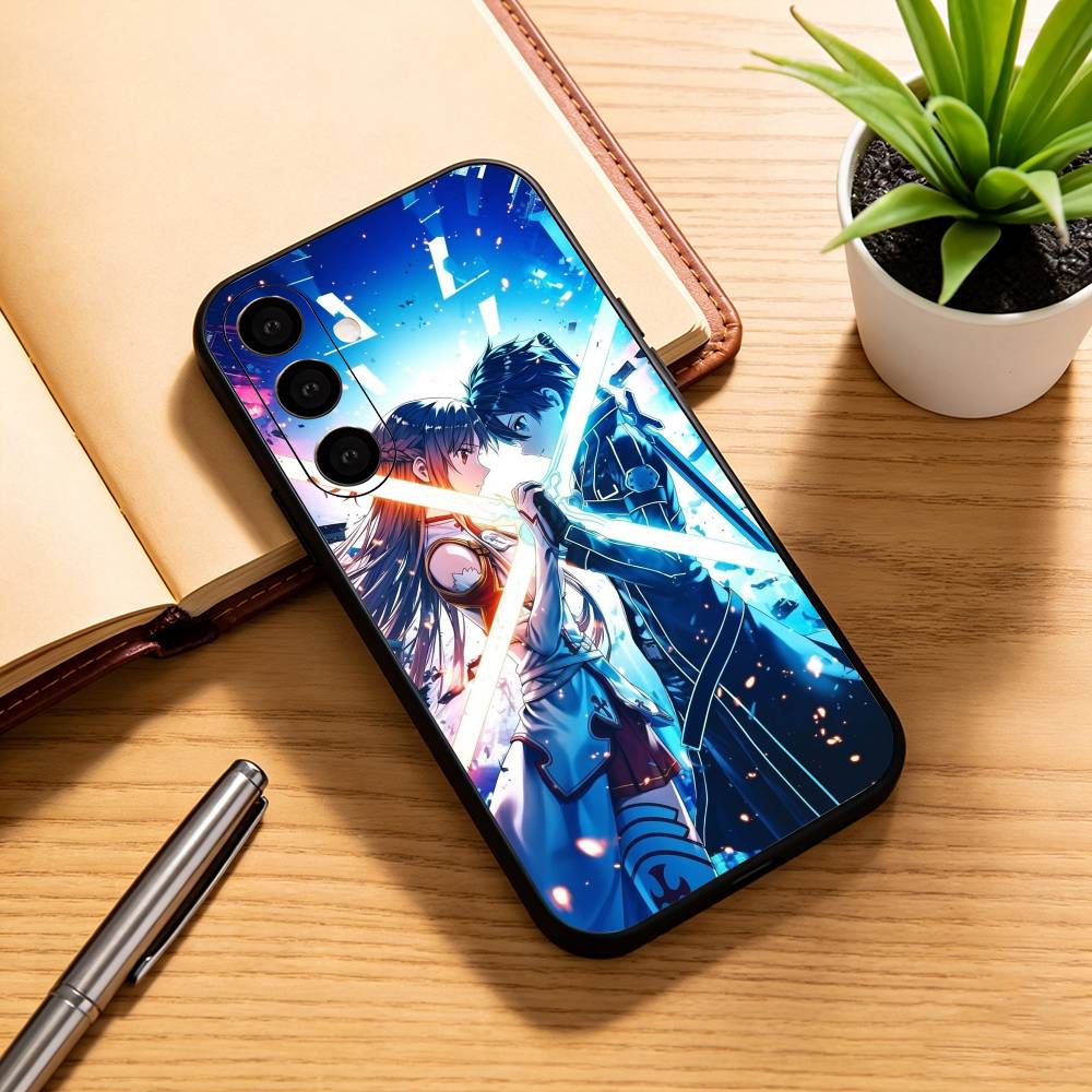

Kirito & Asuna Anime Phone Case For Samsung Galaxy A73,A72,A71,A70,A53,A52,A51,Others Soft Black Cover Samsung a20s