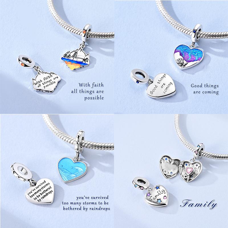 Original Charms Bead Copper Can Be Opened Family Charms Love Back Letters Pendant Fit Bracelet Jewelry Gift Marking