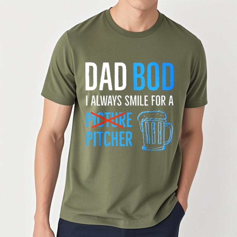 

Unisex Tshirt Soft summer t shirt Black New Tee Dad Bod I Always Smile For A Pitcher Comfort For man Tee shirt Breathable Tee 4XL
