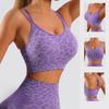 Damsport-BH med sömlös stretch, leopardmönster, push-up, för yoga, sexig korsrygg, med vadderad kupa