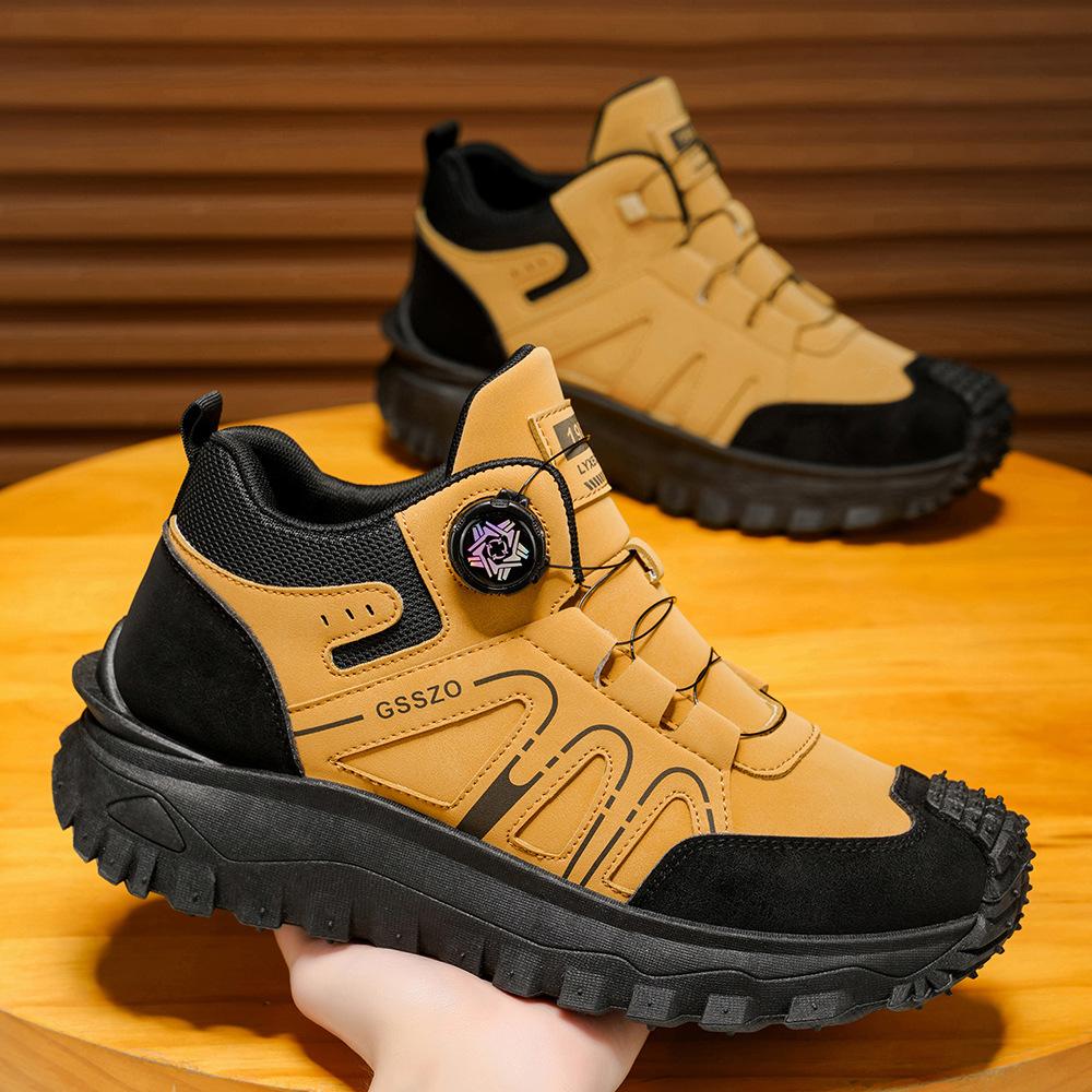 

Large Size Men s Shoes Rotary Button Martin Boots Men s Platform Sports High Top Baotou Tooling Boots 44 хаки