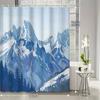 1pc modern abstract snow mountain range pine forest winter snowy scenery shower curtain, decorative printed bath curtain