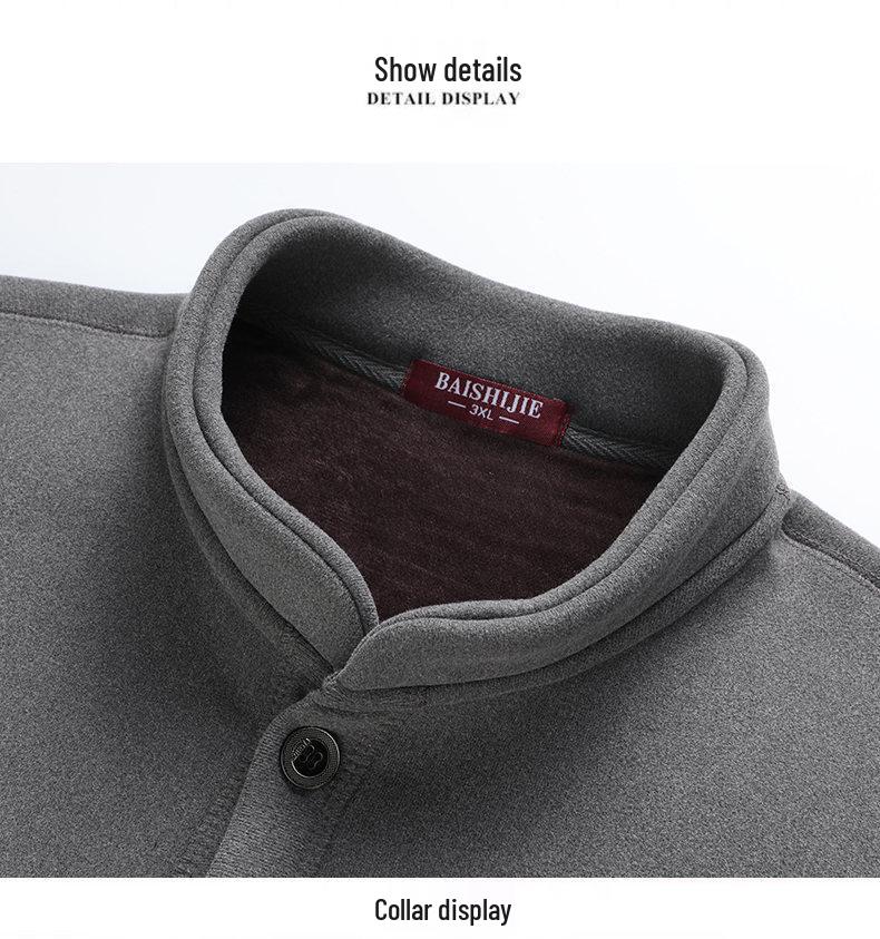Men's Plus Velvet Cardigan: Warm, Loose-Fit Jacket for Middle-Aged and Elderly Dads