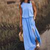 2025 Summer Sleeveless Lantern Slit Dress - European & American Style