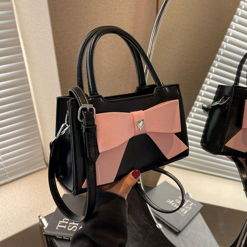 Women's Solid Color Bow Handbag New Versatile Messenger Bag