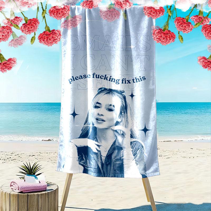 Sabrina Carpenter Soul Print Beach Towel, Large Soft Quick Dry Towel for Beach Camping Swimming