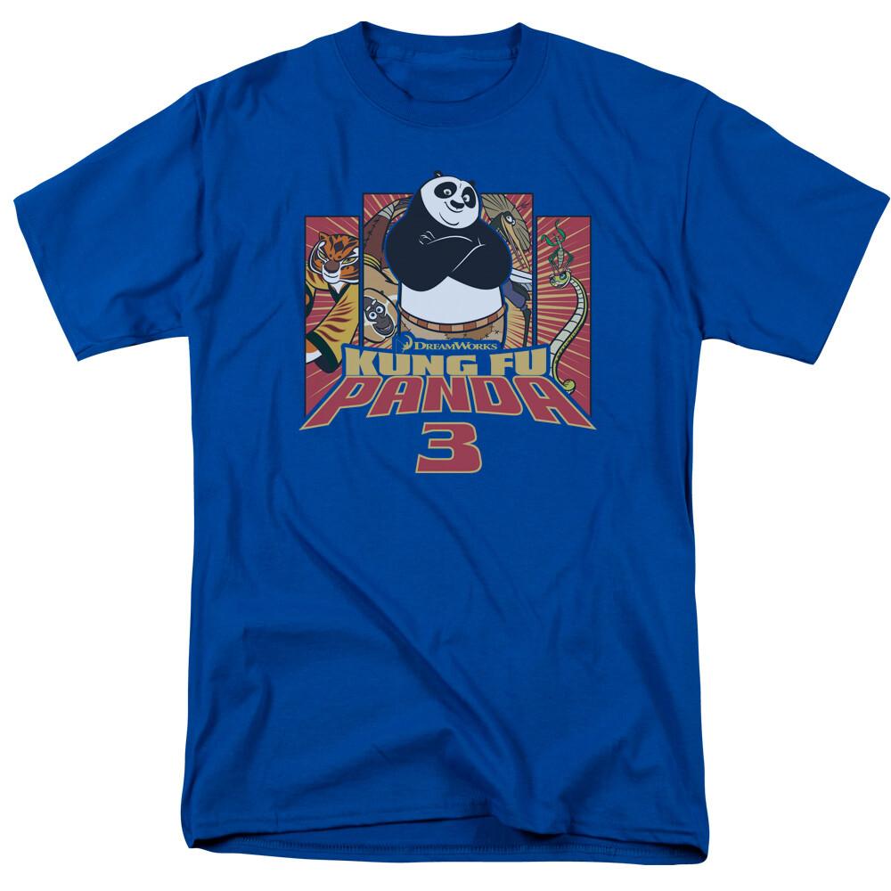 Kung Fu Panda Kung Furry T Shirt Mens Licensed Movie Tee Po Royal Blue S