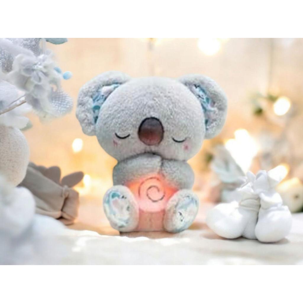 Simulated Breathing Koala Bear Plush Toy 25x15cm Brown Soother Stuffed Animal with Lullabies