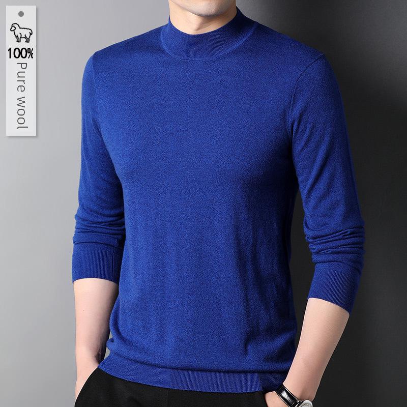 Halbrollkragenpullover für Herren aus 100 % reiner Wolle – Herbst-/Winterkollektion 2024