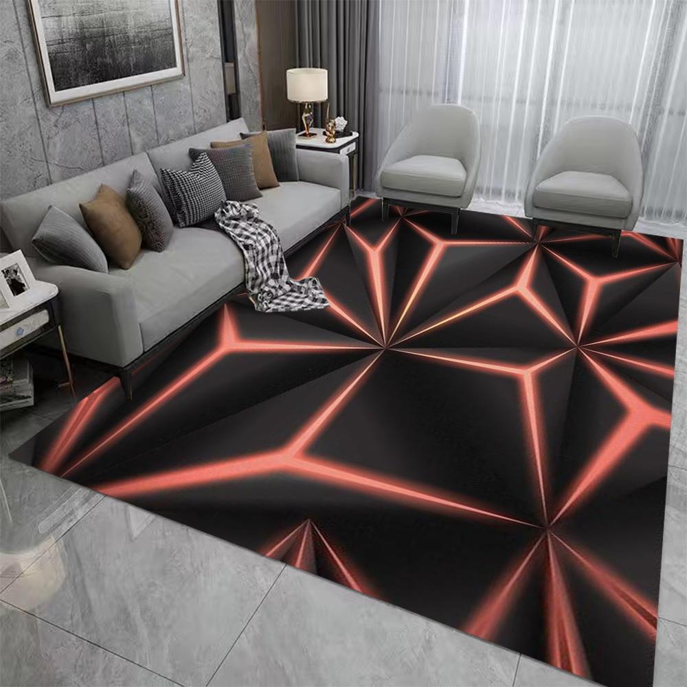 3D Geometric Carpet Neon Lights Rugs Hexagons Carpets for Home Play Gaming Room Decor Livingroom Bedroom Teens E-Sport Rug Mat