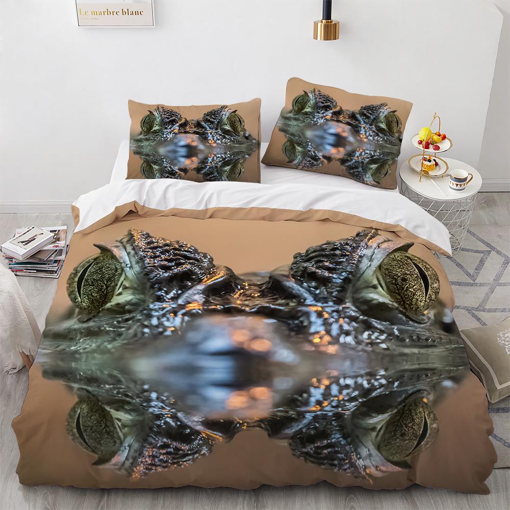 

Comforter 3D Print Crocodilian Bed Quilts Sets For Teen Boy Bedding Set Including Terrorist Animals + S New Comforter (quilt)-EU Single(135*200cm)3pcs
