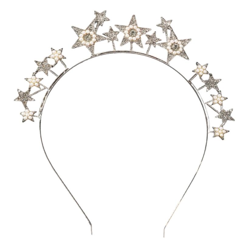 Rhinestones Star Headband for Women Evening Party Gathering Shimmering Star Hairband Theme Party Electroplate Headwear
