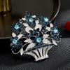Design Sense Heavy Industry European Full Zirconium Portable Flower Basket Elegant Chic Exquisite Temperament Coat Brooch Accessories