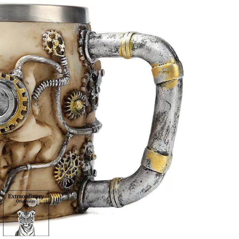 Resin mechanical gear beer mug steam mug stainless steel skull mug