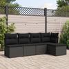 Vidaxl 5-Cz. Garden Lounge Set, Cushions, Black PE Rattan
