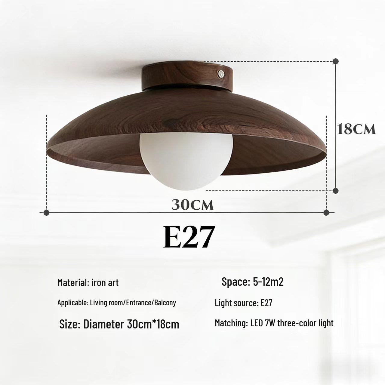 Wabi-Sabi Style Pendant & Ceiling Light - Retro Solid Wood for Hallway, Corridor, Entrance, Wall, Guesthouse, Balcony.