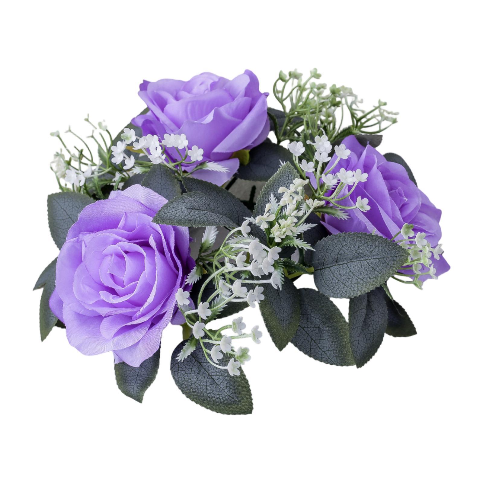 

Artificial Floral Candle Ring for Pillar Candle Greenery Small Fake Candle Holder for Party Thanksgiving Day Home Table Dinner фіолетовий