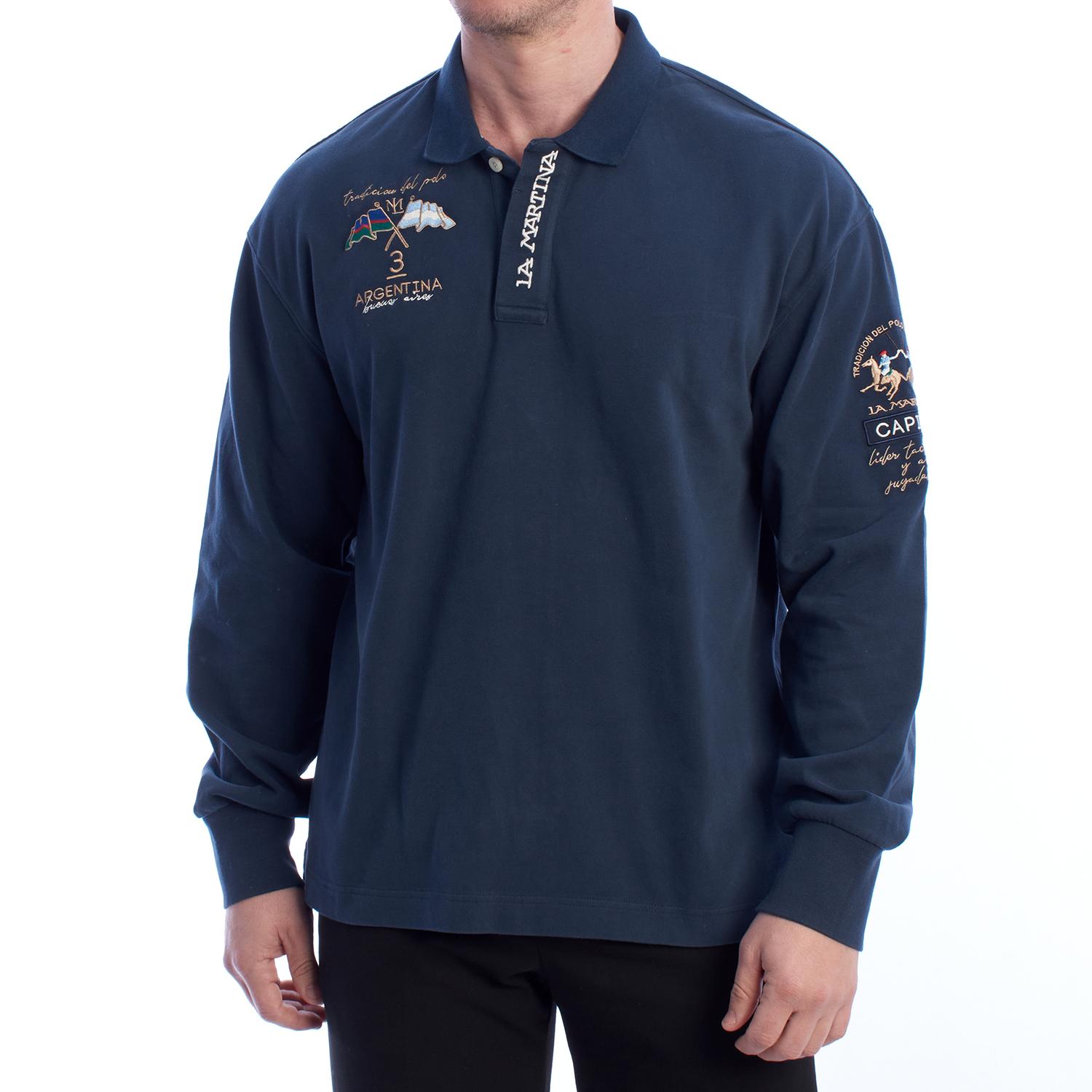 

Комфортная рубашка-поло с длинными рукавами UMP310-JS005 Мужская L синий