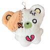 Schlüsselanhänger Quietschender Plüschbär Anhänger Weiches Stressabbau-Spielzeug Buntes Patchwork-Design Puppe Schlüsselring Tasche Schlüssel Dekoration